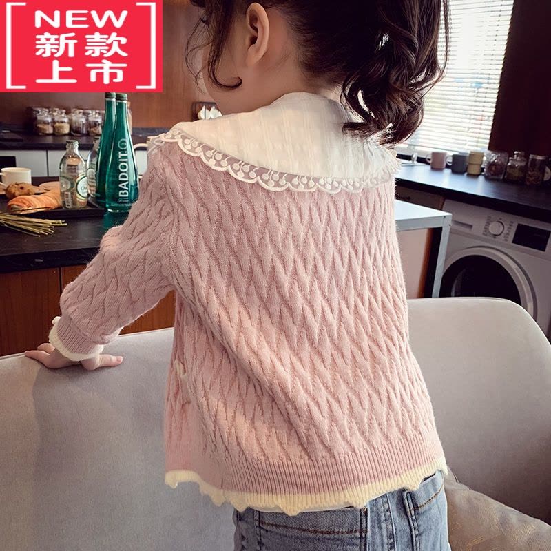 可莉允女童针织开衫春装2022新款儿童韩版V领毛衣外套女孩洋气网红上衣图片