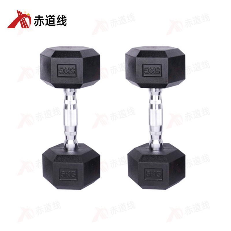 赤道线 六角哑铃举重练臂铸铁哑铃家用健身器材商用男士运动包胶哑铃5KG/对 CDX-1009S-YLL5高清大图
