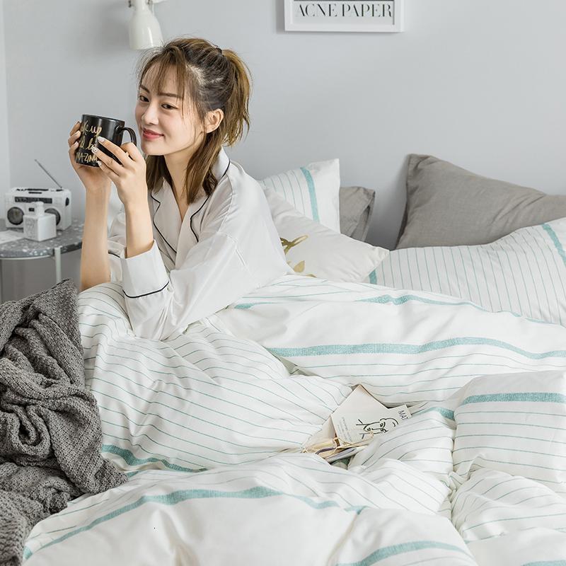 美帮汇北欧四件套全棉全棉大学生宿舍简约床上用品1.2米床单被套三件套