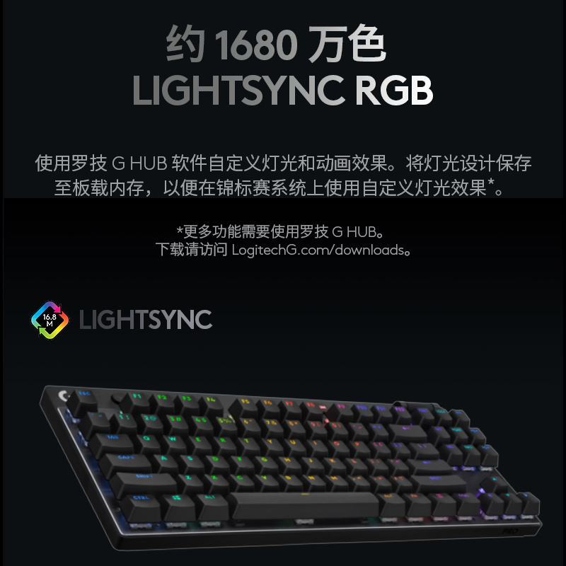 罗技(Logitech)PRO X TKL 无线游戏键盘电竞三模87键紧凑式布局RGB机械轴-白色