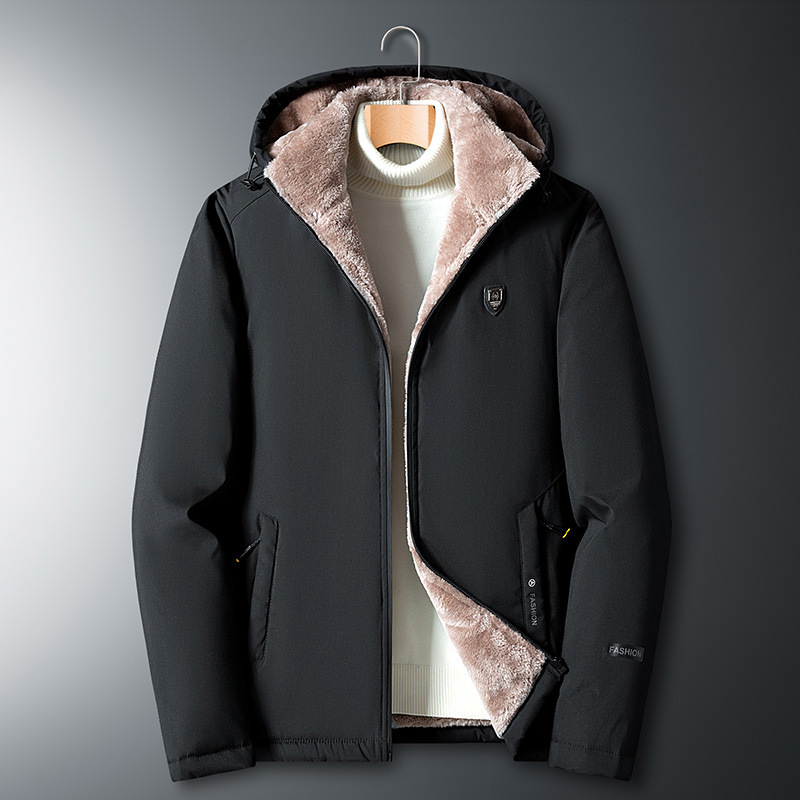 啄木鸟大码羊羔绒棉袄中年男棉衣加绒加厚冬装保暖外套中老年装高清大图