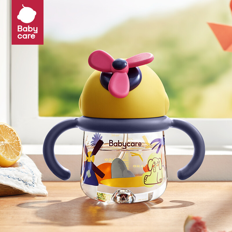 babycare婴儿学饮杯宝宝水杯儿童喝水杯喝奶幼儿园风车吸管杯260ml