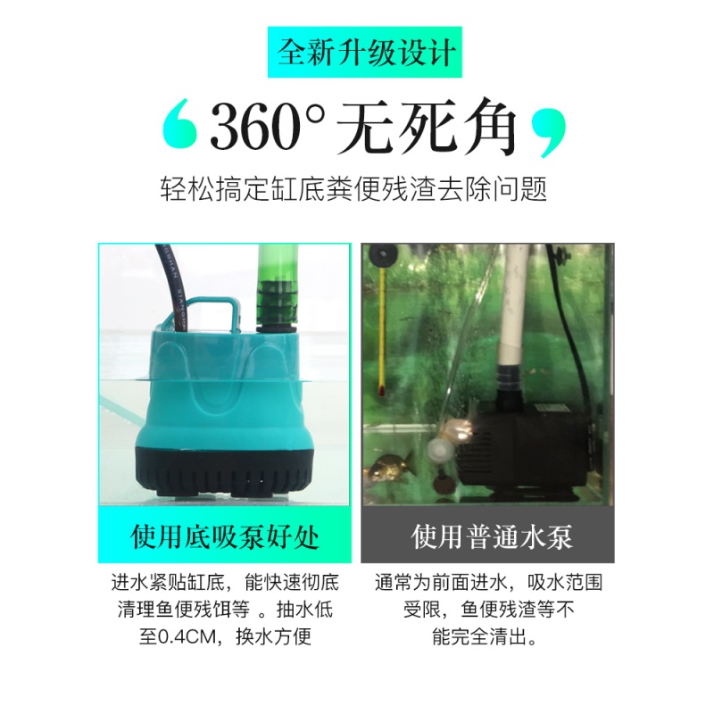 底吸潜水泵鱼缸水泵抽水泵小型过滤器循环泵底吸泵吸粪泵家用高清大图