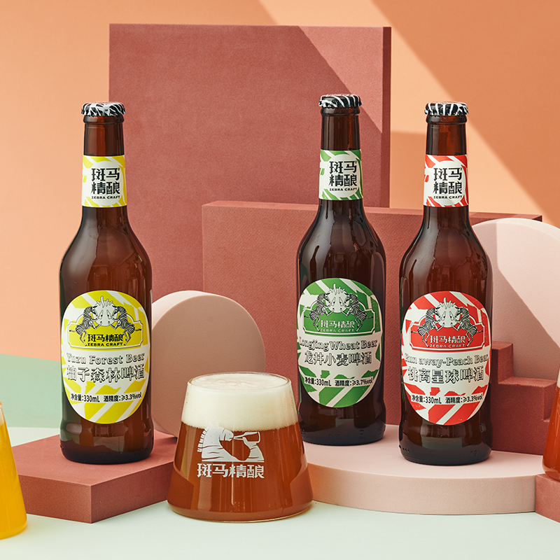 斑马精酿风味啤酒组合装龙井桃子柚子果味啤酒330ml6瓶装