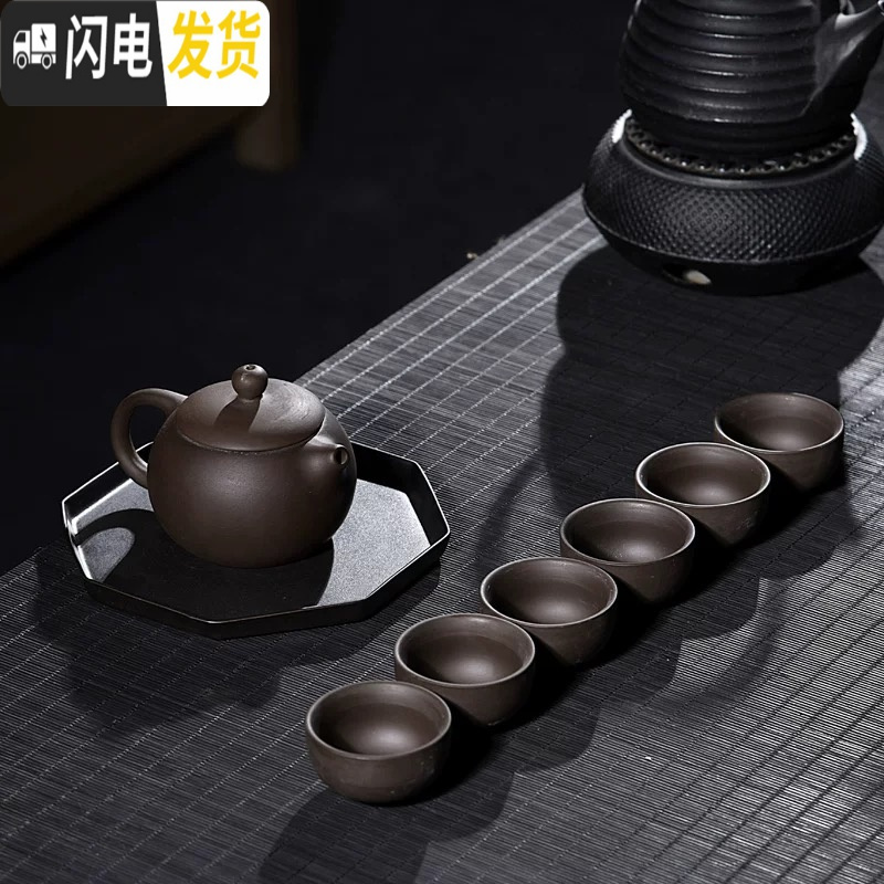 三维工匠陶瓷家用紫砂半自动简约功夫茶具茶杯茶壶小套装配件日式泡茶器C 7头哥窑西施壶茶具高清大图