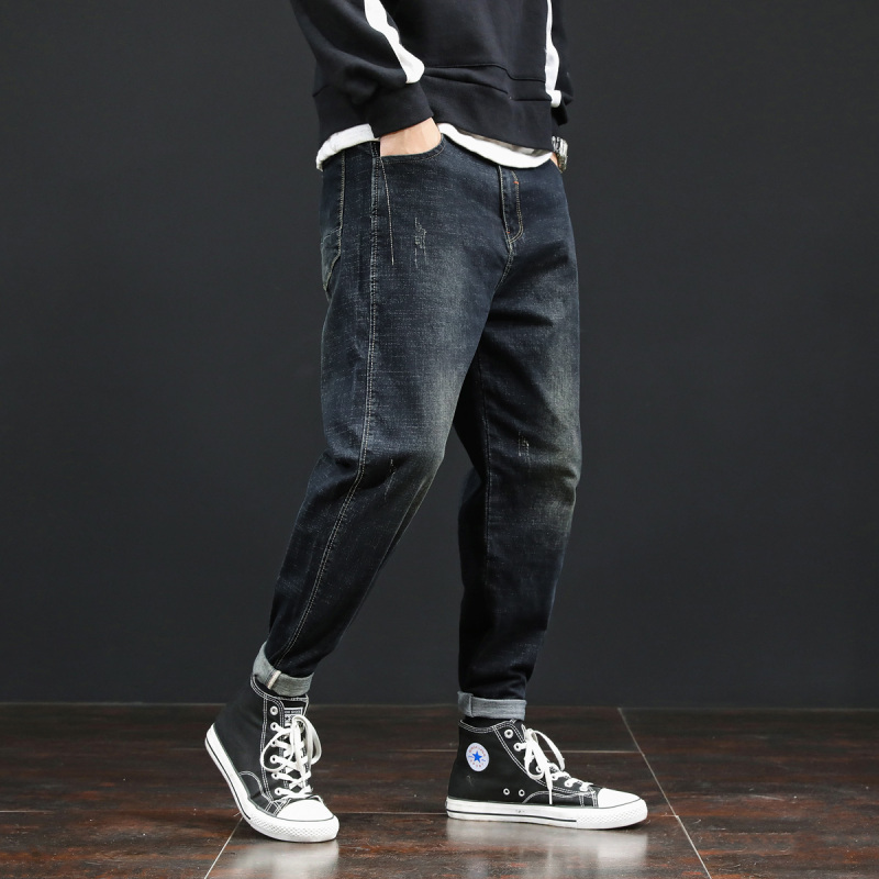 newlake弹力牛仔裤男宽松大码200斤微胖休闲哈龙萝卜胖人裤子显瘦秋冬