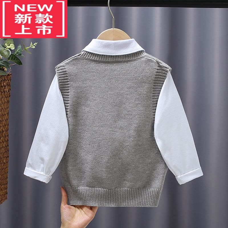 可莉允儿童毛衣背心2022早秋新款男童坎肩洋气针织衫童装毛线马甲外穿潮图片