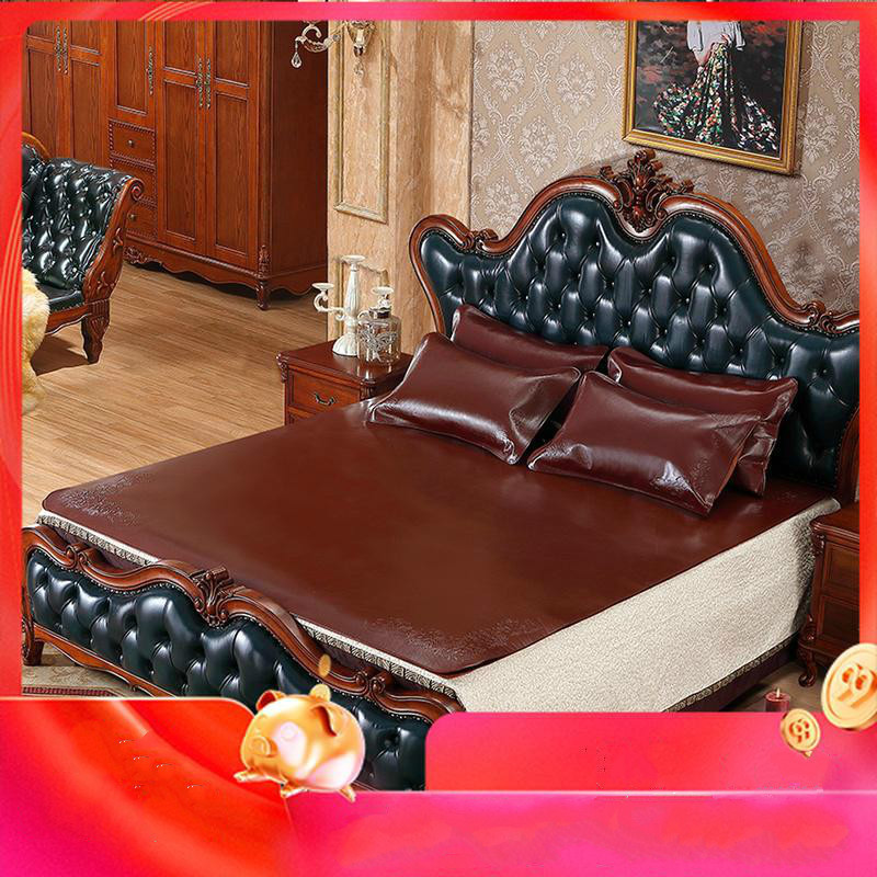 家柏饰(CORATED)【加厚硬席】水牛皮凉席牛皮席子1.5米1.8m床头层软席三件套 国王级超厚5.5MM硬席【无枕套】 1.35m（4.5英尺）床