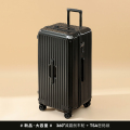 罗恩Ronoen五轮超大容量26寸行李箱带刹车功能减震万向轮PC旅行箱男女学生加厚28寸拉杆箱商务密码箱大号托运皮箱子 24寸 经典黑【大容量_TSA锁_刹车轮】