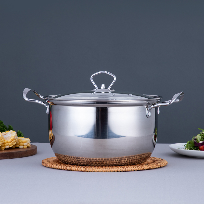 思钢qc024汤锅礼品款外径24cm不锈钢韩式汤锅电磁炉燃气灶通用