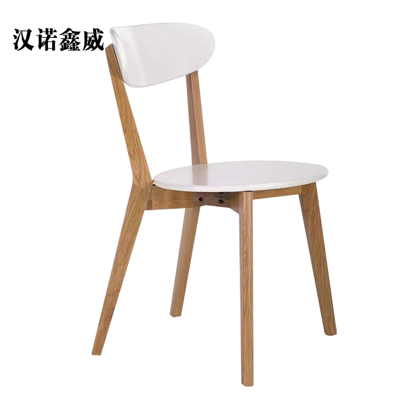 汉诺鑫威餐椅简约现代休闲书桌椅餐桌凳子橡木靠背椅原木色骨架/白色圆形座面高清大图