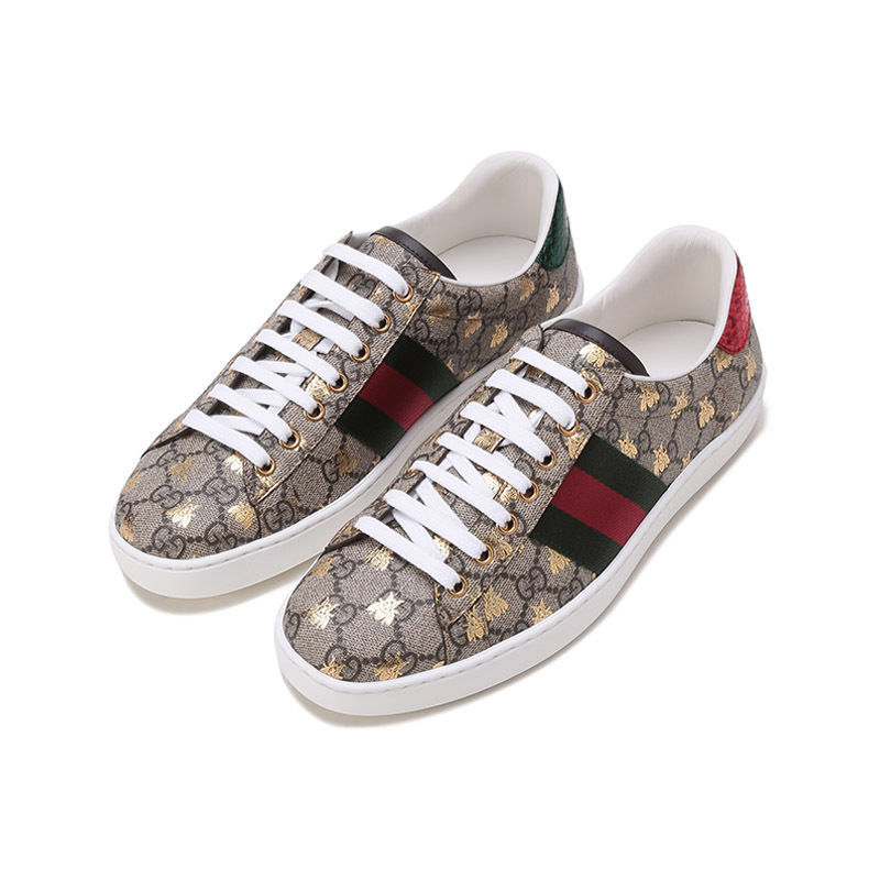 古驰gucci男士ace系列帆布蜜蜂图案系带休闲运动鞋板鞋5489509n050