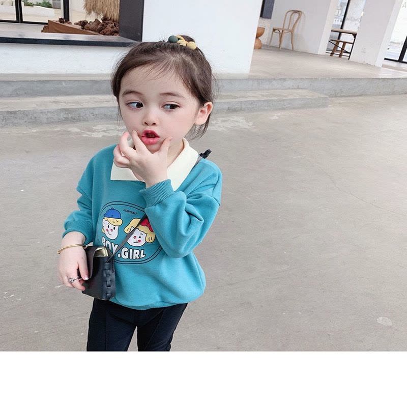 儿童长袖女洋气卫衣女孩上衣春秋新小孩子衣服霸气宝宝小翻领卫衣 莎丞图片