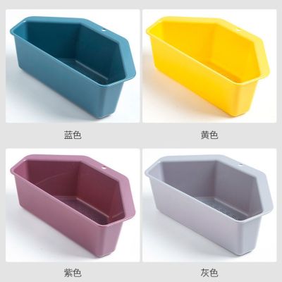 三角沥水篮吸盘式厨房用品置物架水槽过滤网专用洗菜盆挂篮塑料架|吸盘专用[适合部分大圆角水槽] 1个装[蓝]送1吸盘2挂钩