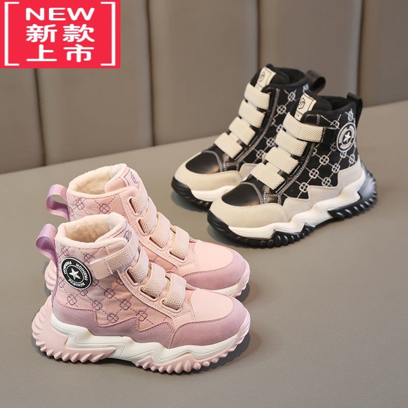 可莉允儿童马丁靴秋冬季洋气女童靴子2022新款冬天短靴加绒二棉女孩大童图片