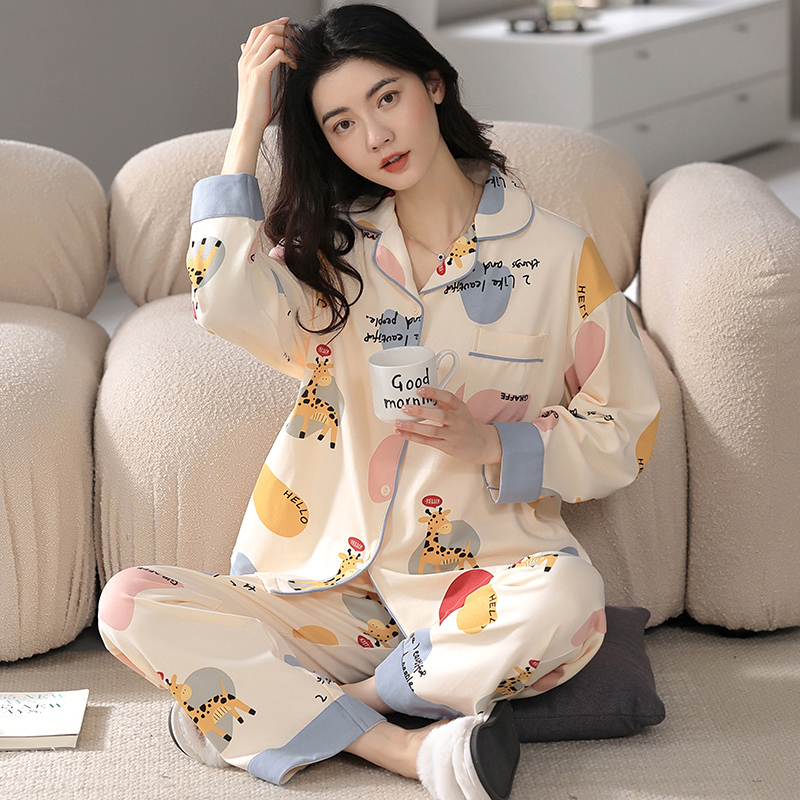 南极人睡衣女春秋款纯棉长袖网红风可爱全棉女士可外穿家居服秋冬