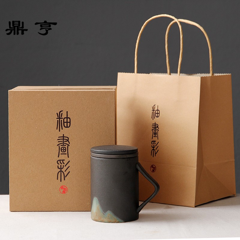 鼎亨复古茶杯陶瓷过滤内胆带盖耐热瓷器分离办公家用个人杯茶楼水