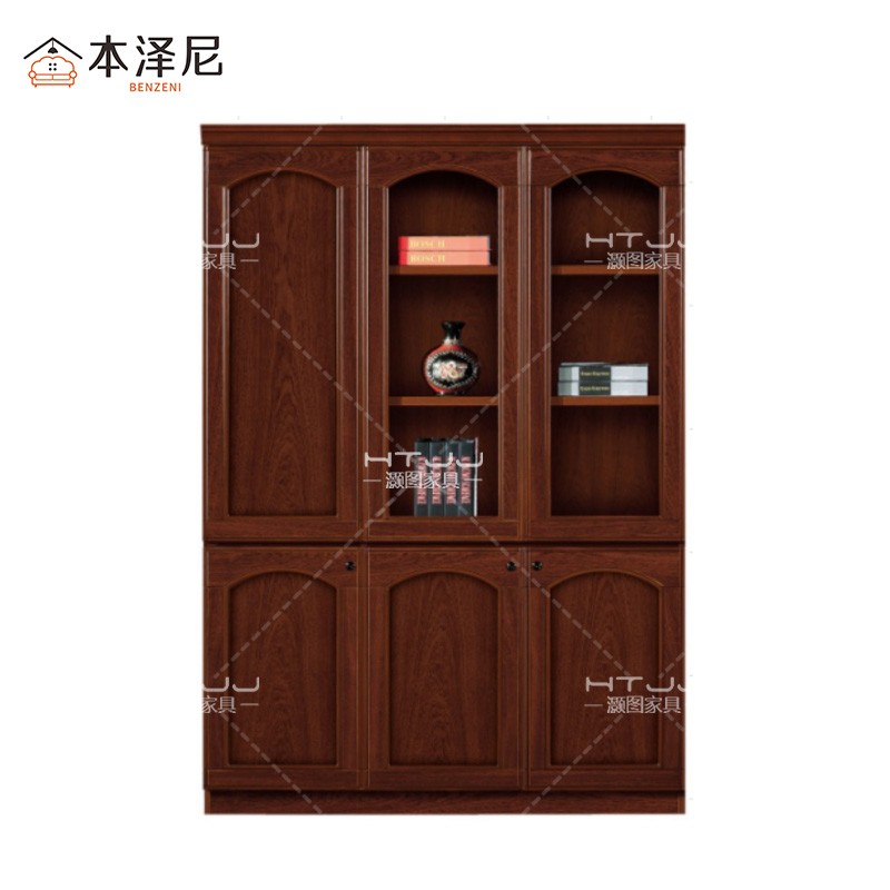 本泽尼 书柜 三门油漆柜 HTFMD-YQ03 1350*420*2000mm 组高清大图