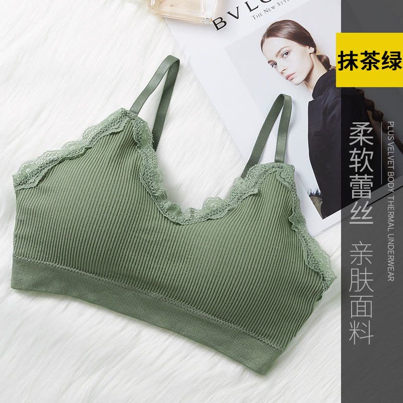 辞梅韩版少女学生蕾丝边无钢圈吊带打底背心女性感聚拢文胸运动内衣女图片