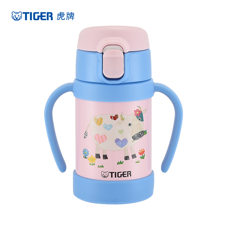 虎牌(tiger) 304不锈钢保冷杯幼儿卡通吸管杯儿童吸管水杯 双把手杯 MCK-A28C 280ml高清大图