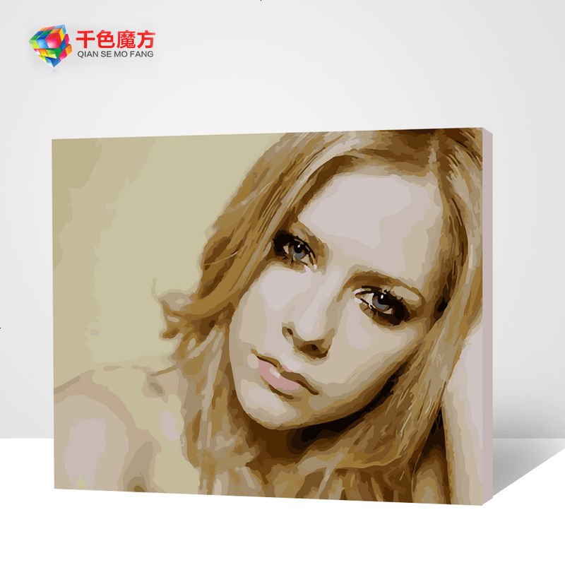 diy数字油画手绘明星名画人物美女客厅卧室填色装饰油彩画 艾薇儿