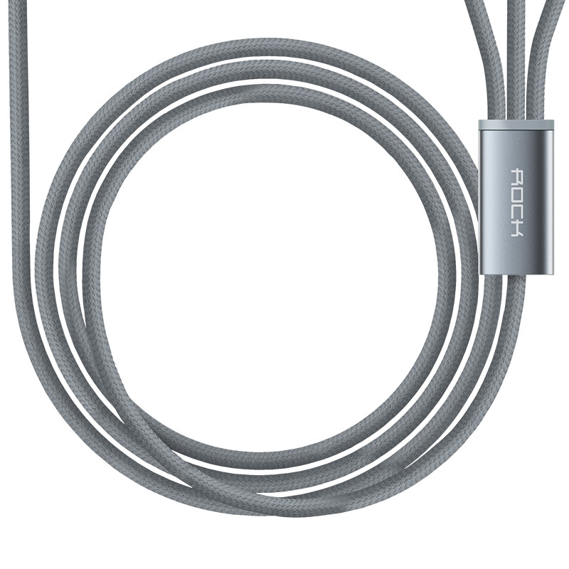 洛克1.2m Type-c/安卓/苹果lightning接口三合一数据连接线iPhoneX/小米/华为一拖三编织充电线