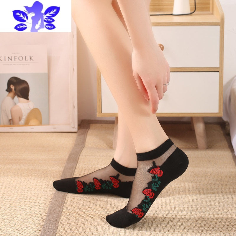 Ideamini5双装棉底丝袜船女夏季袜子女短筒薄款水晶丝玻璃丝女款袜袜子