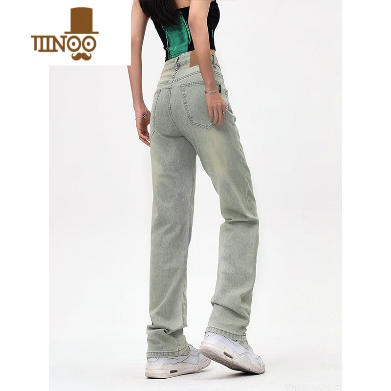 YANXUYOOTDS水洗做旧黄泥染牛仔长裤子男女vibe风百搭休闲基础款直筒裤高清大图