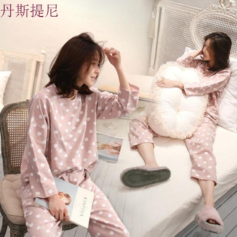 睡衣女春秋季纯棉质长袖韩版家居服宽松可爱甜美套头学生卡通套装