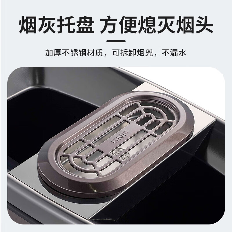 GNF垃圾桶30L*2双分类无盖垃圾桶带烟灰缸不锈钢大号室内外商用公共场合烟灰GPX-218K砂钢带烟灰缸高清大图