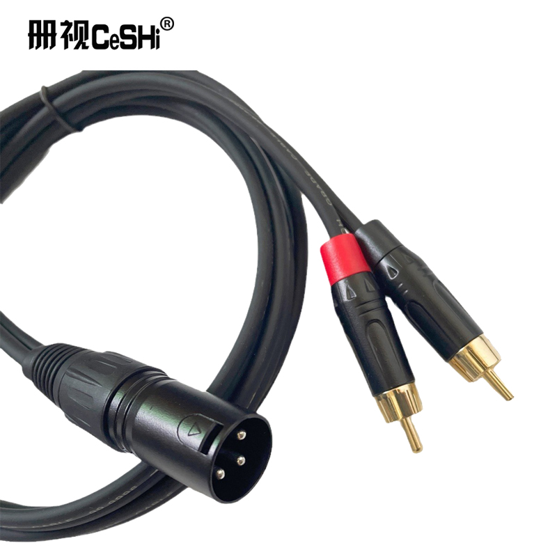 册视卡侬母转双莲花音频线XLR对2RCA公插头镀金一分二15米条高清大图