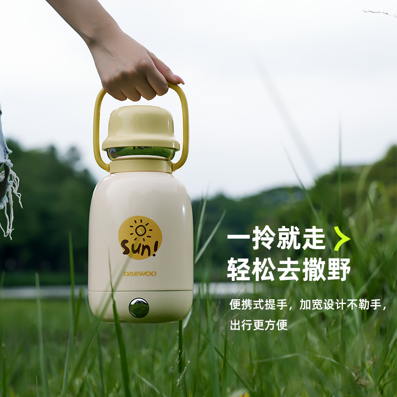 大宇(DAEWOO)便携式烧水壶 电热加热水杯旅行热水壶旅游电水壶保温杯恒温水壶婴儿防倾漏不烫伤D13-YGH