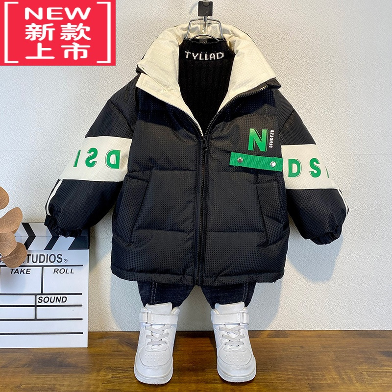 可莉允男童羽绒服外套2022新款儿童韩版冬季棉衣潮酷小孩加厚棉服