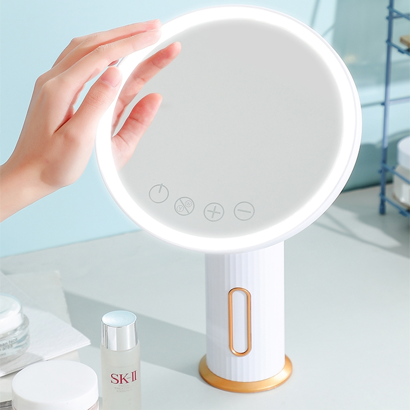 高清镜子led化妆镜带灯法耐fanai家用梳妆台式宿舍卧室桌面智能便携美