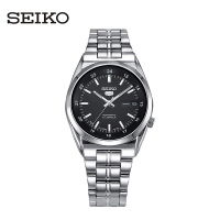 精工(SEIKO)手表 精工5号系列智慧夜光防水商务不锈钢带自动上链机械男表黑色 SNK567J1