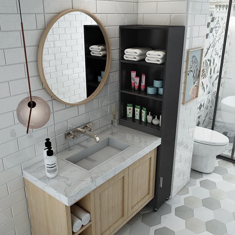 寻木匠卫生间新款转夹缝收纳柜缝隙柜窄柜洗手台边柜墙角柜可定做