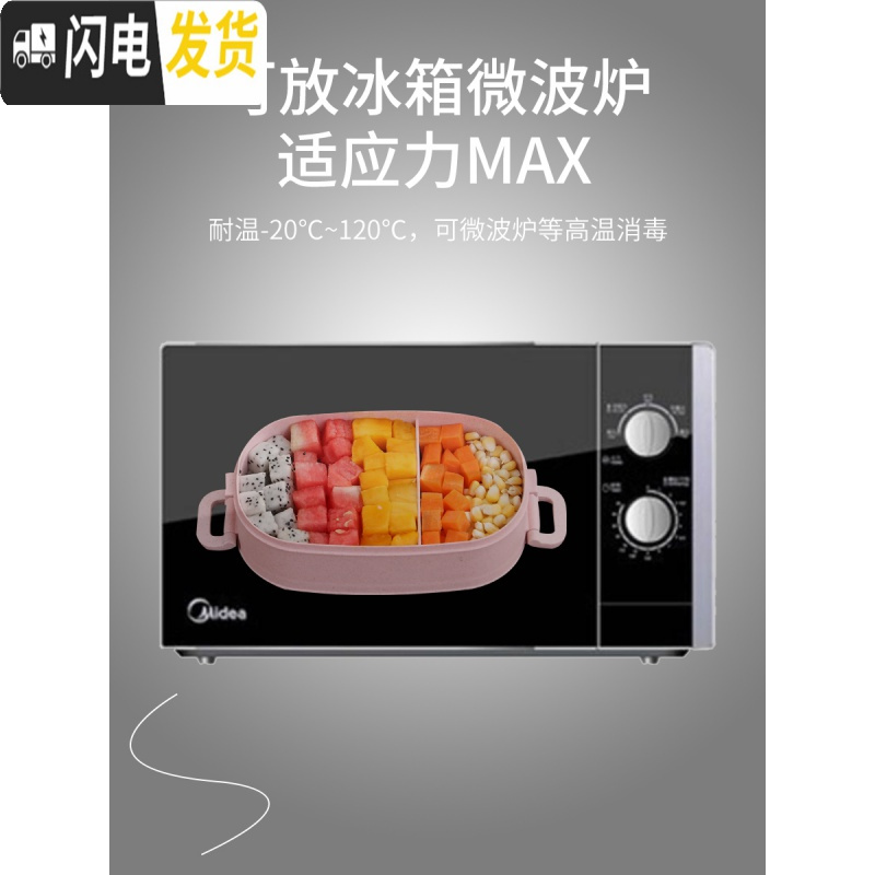 三维工匠上班族分隔型饭盒可微波炉加热双层保温大容量便当盒学生餐盒套装 深海蓝[赠不锈钢筷勺+早餐杯]