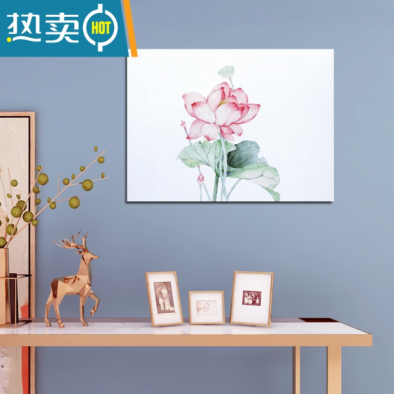 敬平北欧小清新电表箱装饰画电源开关花卉无框皮革隐形画墙壁电闸挂画装饰画 米白色莲开并蒂 宽35CM*高25CM其他类型独立