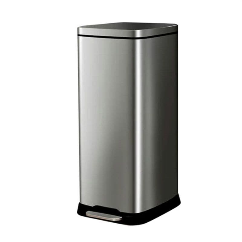 30L不锈钢垃圾桶 脚踩方桶缓降方形卫生桶 商用酒店办公家庭用大号果皮箱 砂钢带盖 KB1087图片