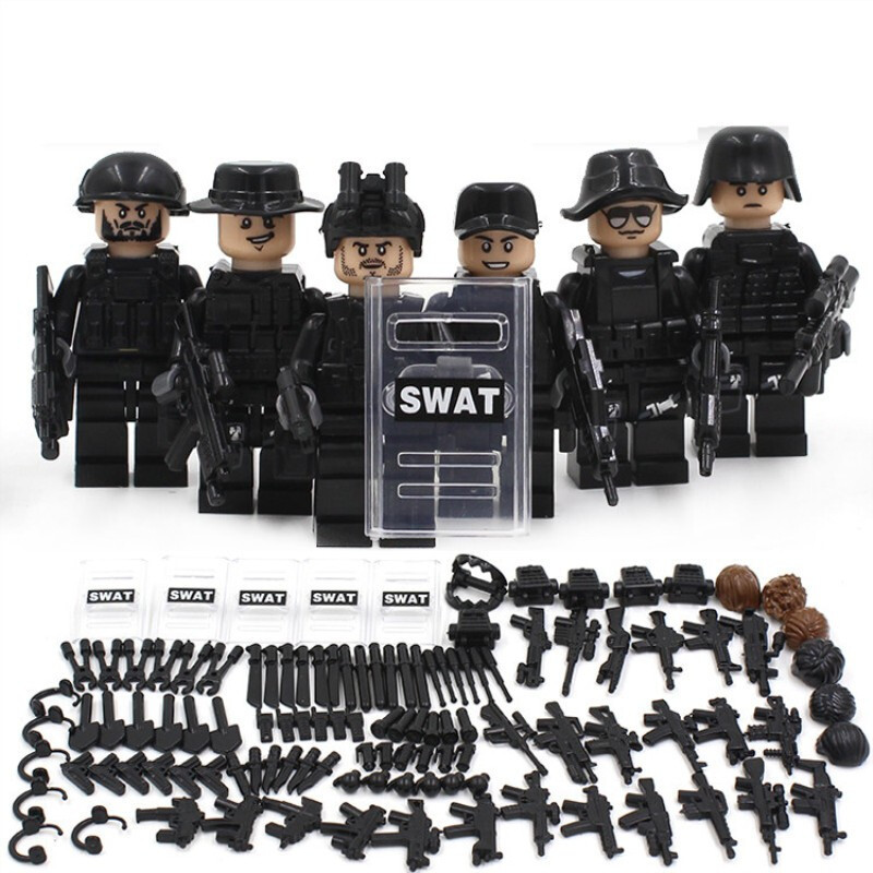 兼容乐高军事小人警察士兵战狼人仔拼装积木玩具积木飞虎队特警6款