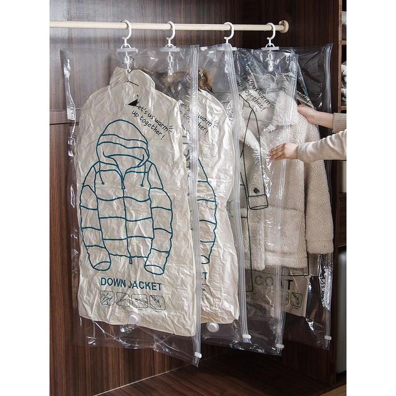 白色 中号(90*70cm) 衣服压缩袋真空收纳可挂真空压缩袋挂衣挂式衣物抽气防尘空气防潮