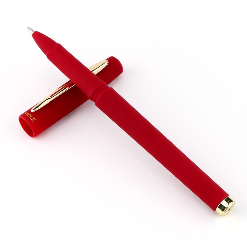 宝克pc1838大容量办公签字笔磨砂笔杆水笔红色07mm12支盒盒