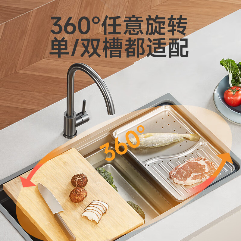 惠达(HUIDA)-VT5/VT5S厨房水龙头不锈钢水龙头冷热双控360°旋转洗菜盆洗碗盆龙头 不锈钢冷热双控高清大图