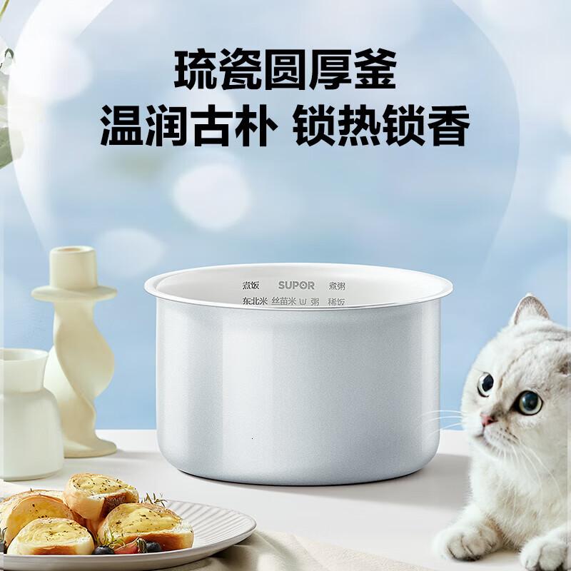 苏泊尔 0氟琉瓷内胆 2升大容量 家用迷你电饭煲1-2人 智能多功能电饭锅煮饭锅SF20YC0085 2L高清大图