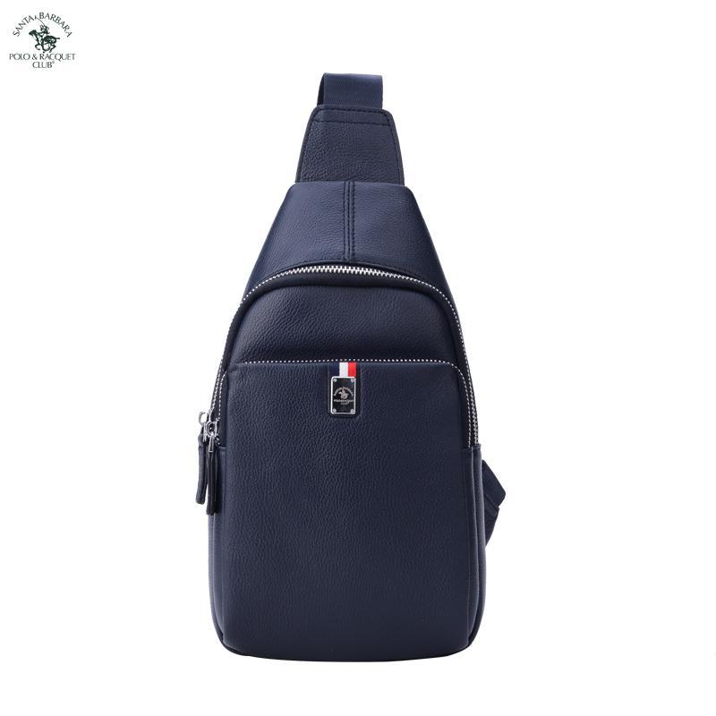 圣大保罗胸包男软头层牛皮休闲学生背包单肩斜挎男士运动小包新款正品