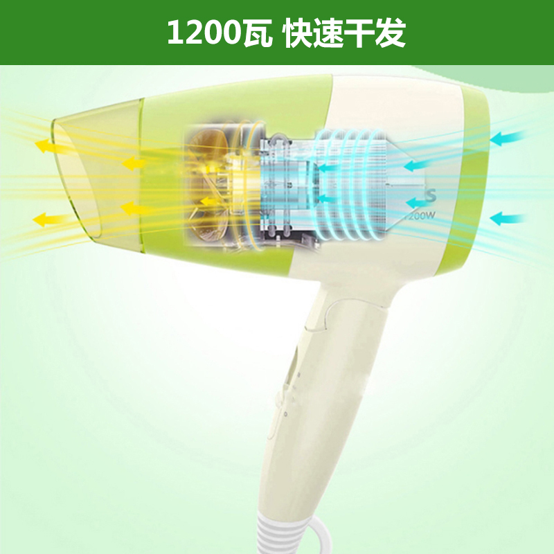 飞利浦电吹风BHC015家用小功率宿舍学生吹风机女迷你可折叠吹风筒