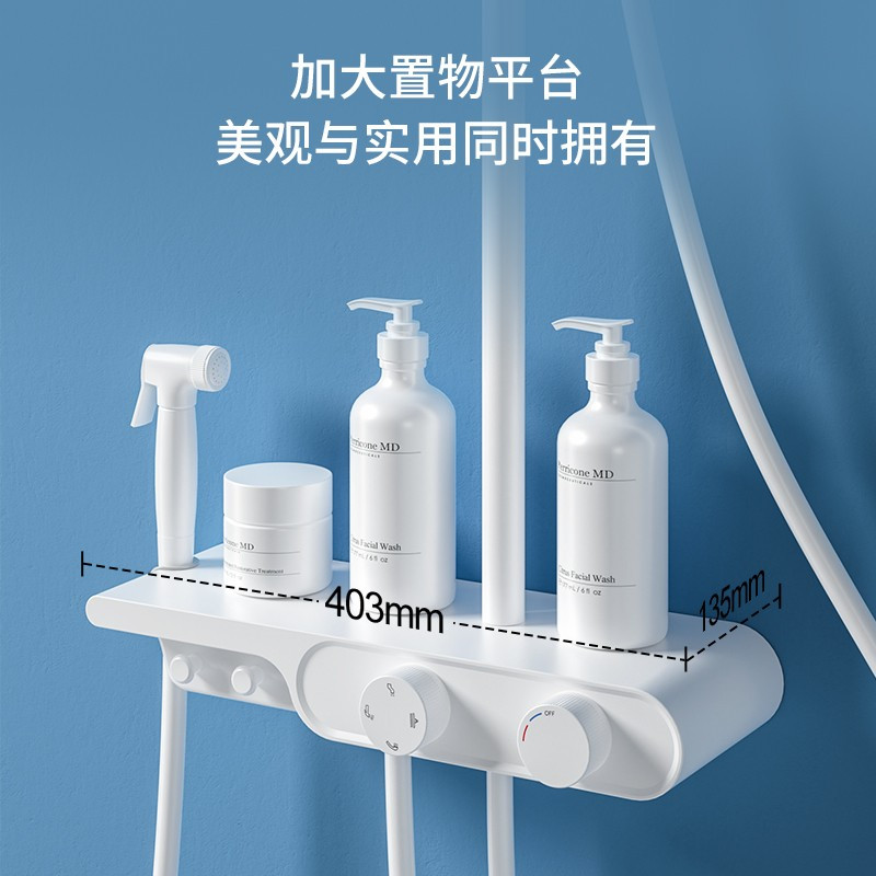 [心海伽蓝211]卫浴淋浴花洒套装家用恒温白色沐浴淋雨喷头套装