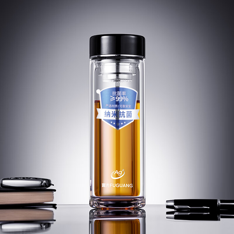 富光(FUGUANG)纳米抗菌玻璃杯 黑色G2516-SH-400K