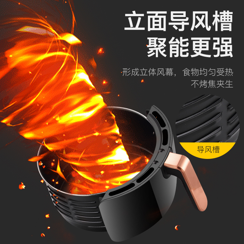山本(SHANBEN )空气炸锅6828 家用智能无油烘焙电炸锅 4.5L大容量多功能无烟低脂薯条机烤箱烧烤炉智控液晶款