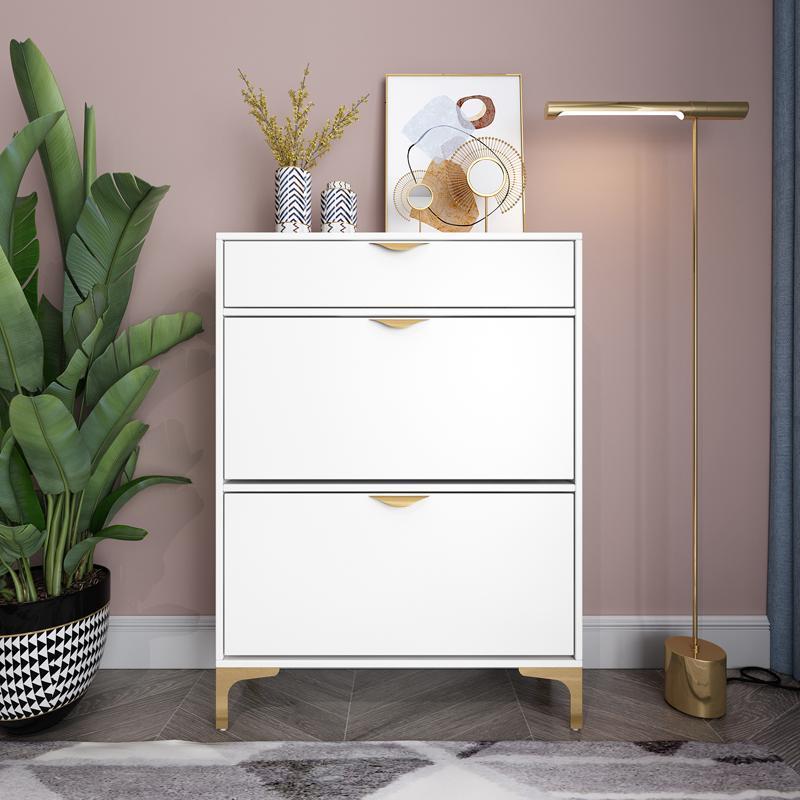 北欧轻奢鞋柜蓝白色超薄17翻斗现代厅柜带抽屉大容量入户玄关柜视频